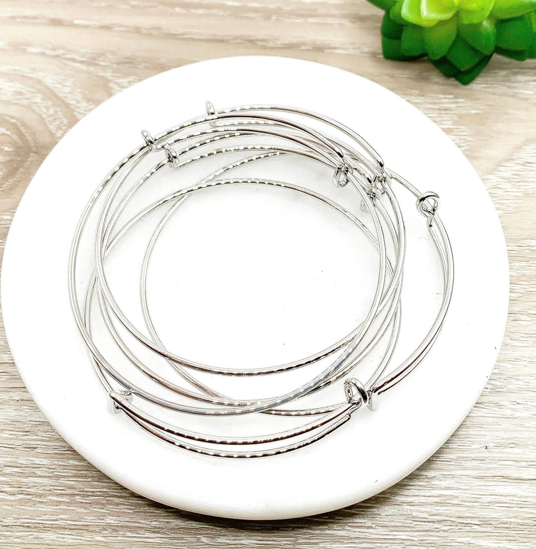 Bracelet jonc extensible, bracelet en acier inoxydable argenté, bracelet fini, base pour bracelet à breloques, bijou unisexe, fournitures pour la création de bijoux.
