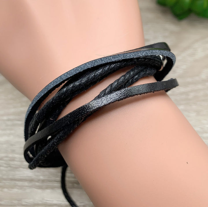 Bracelet enroulé multicouche, bracelet marron à plusieurs rangs pour hommes et femmes, base de bracelet à breloques multi-rangs, bijoux unisexes, fournitures pour la création de bijoux.