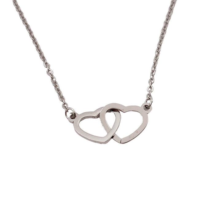 Collier 2 cœurs, Collier double cœur, Cadeau pour amoureux, Bijou pour grand-mère, Collier pour maman de deux enfants, Bijou de maternité, Cadeau d'anniversaire pour maman