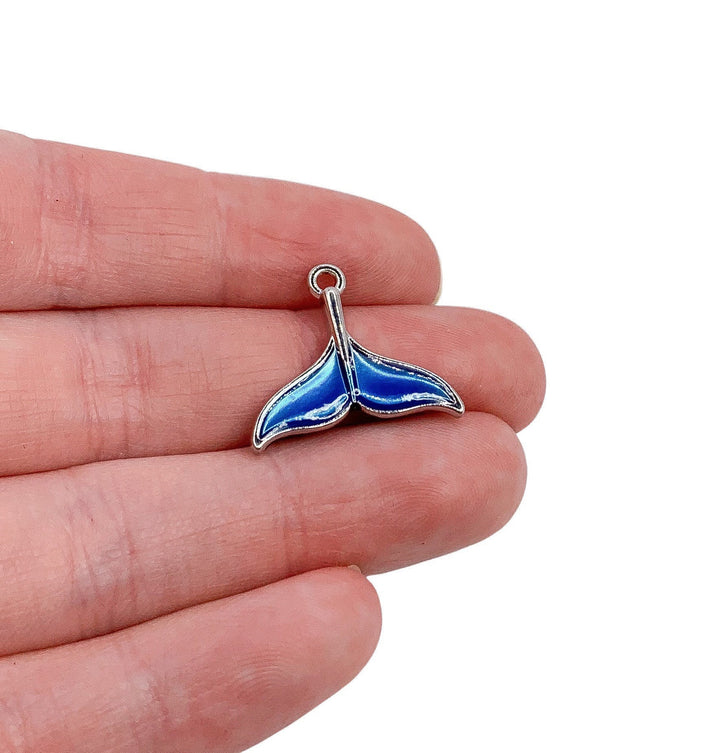 1 Breloque Queue de Poisson Bleue, Breloques de Pêche, Breloque Queue de Baleine, Breloque Queue de Sirène, Breloque Individuelle, Cadeau pour les Amoureux des Sirènes, Éléments de Création de Bijoux