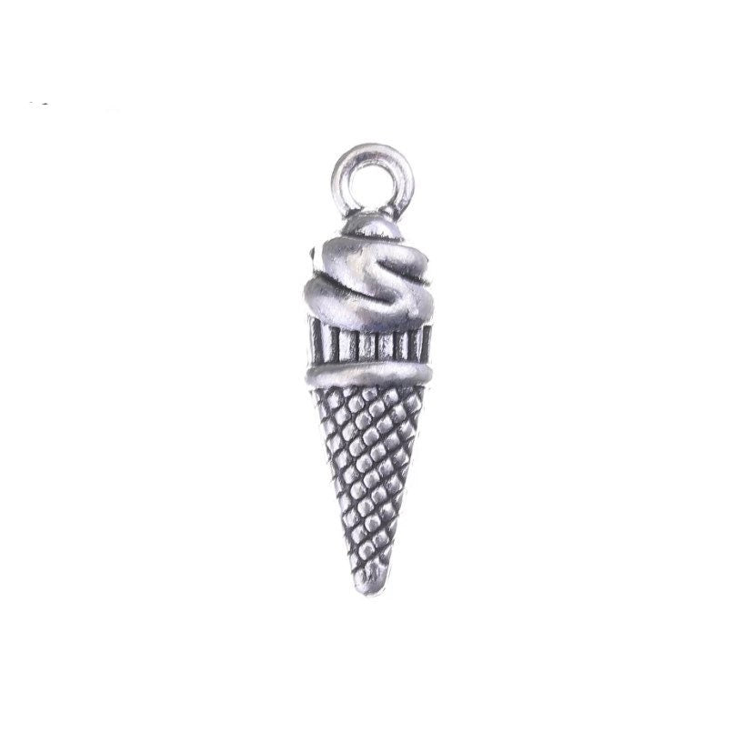 Breloque cornet de glace, Breloques individuelles sur le thème de la nourriture, Breloques glace, Breloques été, Breloques gourmandises, Breloques pour les amoureux des sucreries, Bijoux à faire soi-même