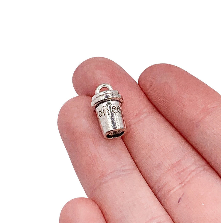 Breloque tasse à café (1 pièce), breloque miniature argentée, pour les passionnés de café, breloque individuelle, cadeau pour les amateurs de café, breloques barista, fournitures pour la création de bijoux.