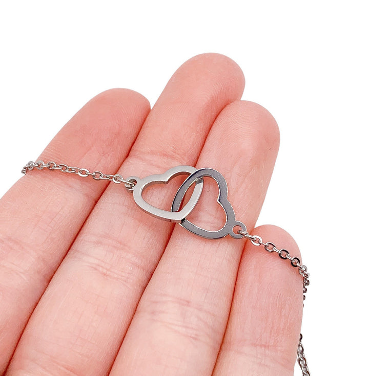Collier 2 cœurs, Collier double cœur, Cadeau pour amoureux, Bijou pour grand-mère, Collier pour maman de deux enfants, Bijou de maternité, Cadeau d'anniversaire pour maman