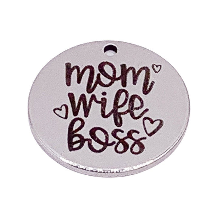Breloque « Maman, Épouse, Cheffe », Breloques en acier inoxydable, Breloque individuelle, Breloques maternité, Breloque avec mots, Cadeau pour maman, Breloque maman, Bijou à faire soi-même