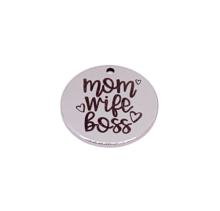 Breloque « Maman, Épouse, Cheffe », Breloques en acier inoxydable, Breloque individuelle, Breloques maternité, Breloque avec mots, Cadeau pour maman, Breloque maman, Bijou à faire soi-même