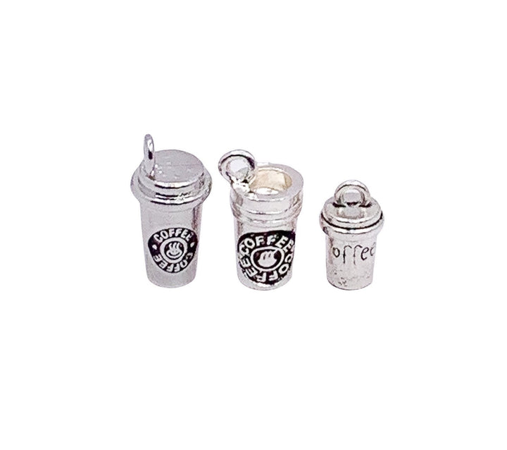 Breloque tasse à café (1 pièce), breloque miniature argentée, pour les passionnés de café, breloque individuelle, cadeau pour les amateurs de café, breloques barista, fournitures pour la création de bijoux.