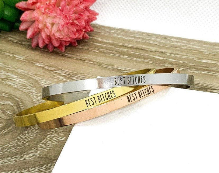 Bracelet « Meilleures Amies », Bracelet Manchette d'Amitié, Bracelet « Ma Meilleure Amie », Cadeau Inspirant, Bracelet Mantra, Manchette Minimaliste, Cadeau pour Amie