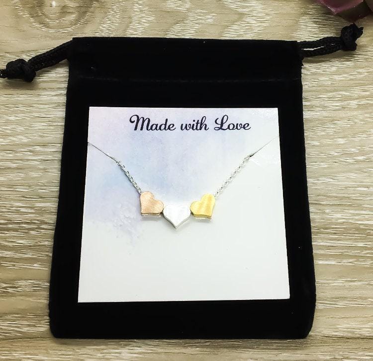 Multi Heart Necklace, Rose Gold Hearts Pendant, Mom Necklace,  from Daughter,  from Grandchildren, Grandma Jewelry, Sisters Gift