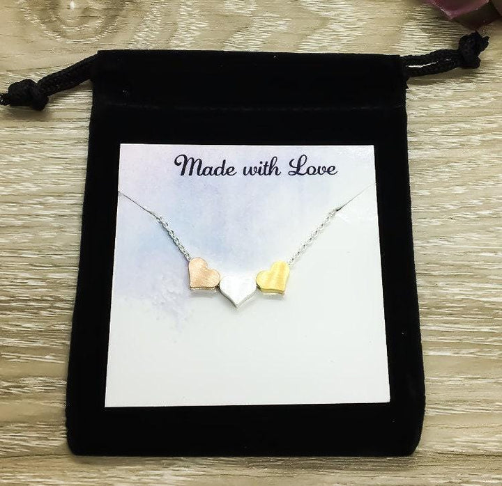 Multi Heart Necklace, Rose Gold Hearts Pendant, Mom Necklace,  from Daughter,  from Grandchildren, Grandma Jewelry, Sisters Gift