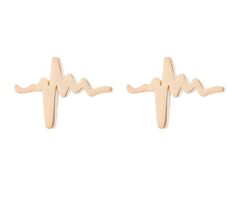 EKG Stud Earrings, Heartbeat Earrings, Blended Family, Biology Jewelry, Medical Student Gift, Science Jewelry, Nurse Gift, Stocking Stuffer