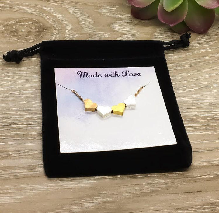 Multi Heart Necklace, Rose Gold Hearts Pendant, Mom Necklace,  from Daughter,  from Grandchildren, Grandma Jewelry, Sisters Gift