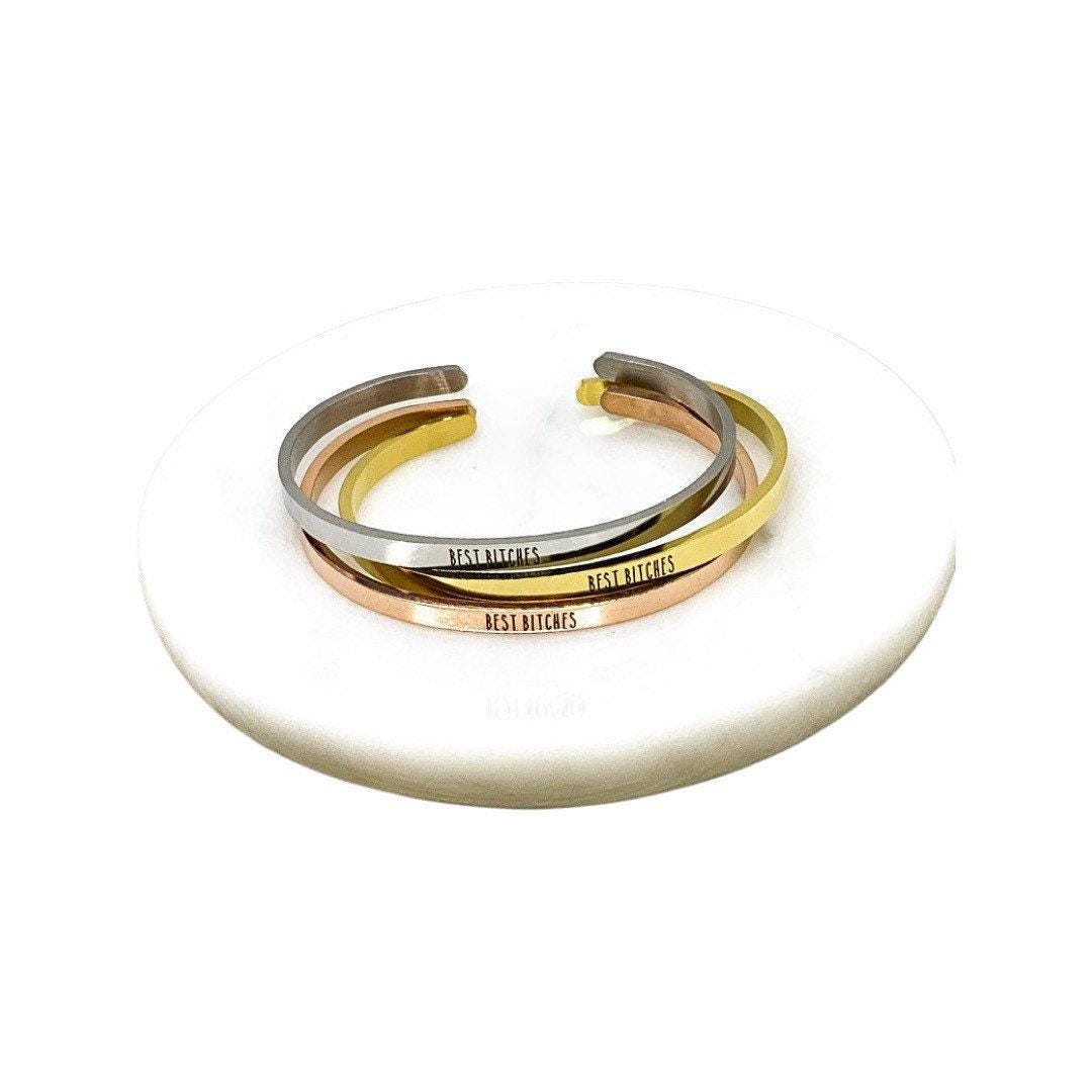 Bracelet « Meilleures Amies », Bracelet Manchette d'Amitié, Bracelet « Ma Meilleure Amie », Cadeau Inspirant, Bracelet Mantra, Manchette Minimaliste, Cadeau pour Amie
