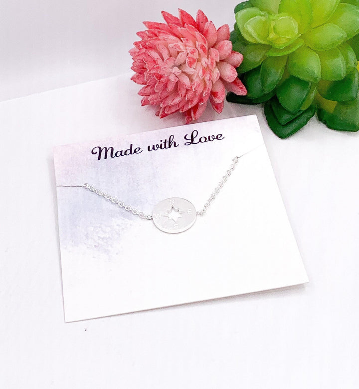 Bracelet boussole, cadeau pour voyageur, bracelet chaîne boussole, cadeau pour les amoureux du voyage, bracelet de promesse, cadeau pour les relations à distance, bijou minimaliste