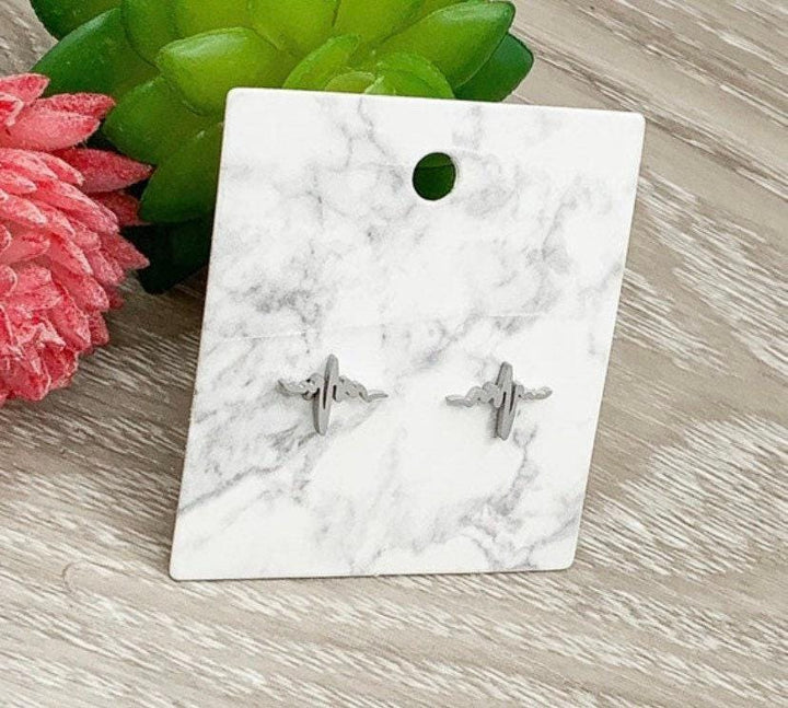EKG Stud Earrings, Heartbeat Earrings, Blended Family, Biology Jewelry, Medical Student Gift, Science Jewelry, Nurse Gift, Stocking Stuffer