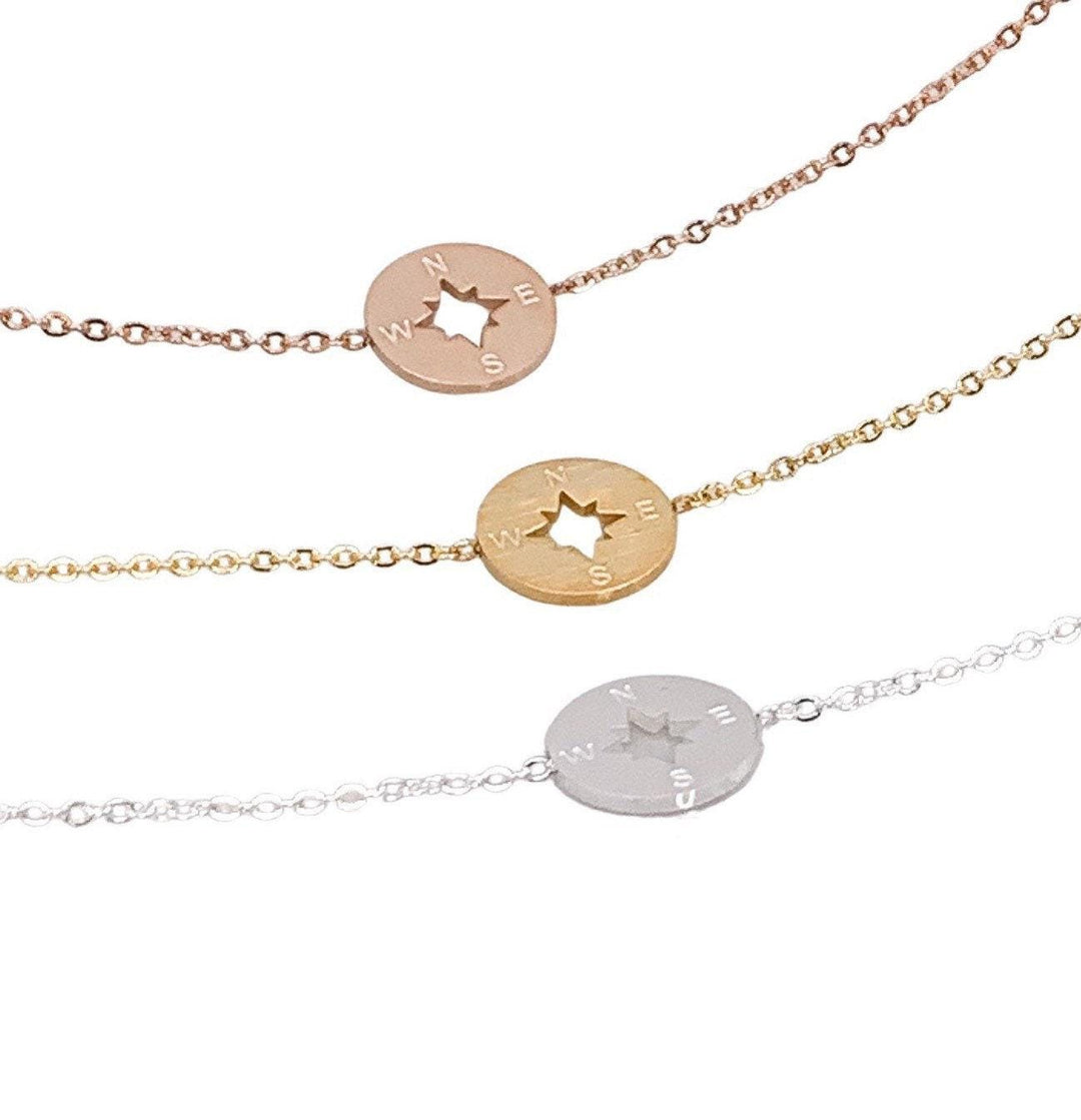 Bracelet boussole, cadeau pour voyageur, bracelet chaîne boussole, cadeau pour les amoureux du voyage, bracelet de promesse, cadeau pour les relations à distance, bijou minimaliste