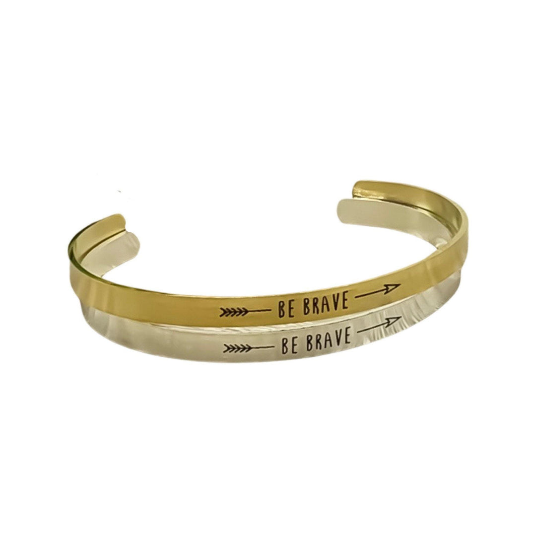 Bracelet jonc « Sois courageuse », bijou d'affirmation, cadeau pour le bien-être mental, cadeau de motivation, cadeau pour une amie, bracelet mantra, bracelet jonc minimaliste