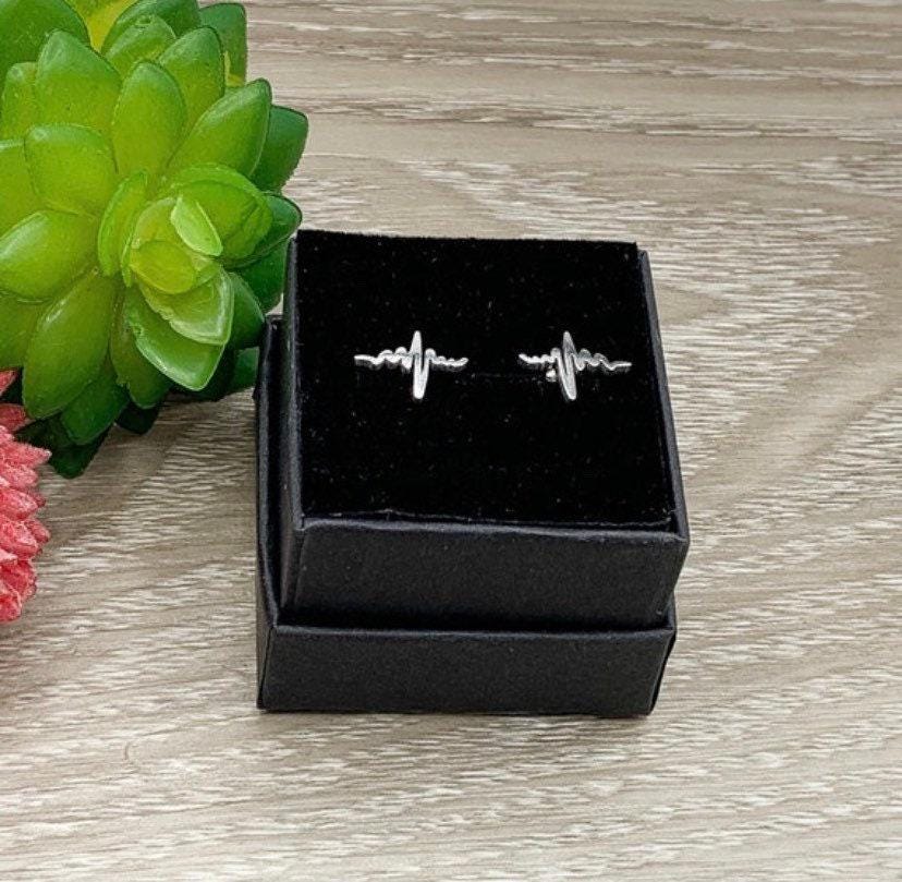 EKG Stud Earrings, Heartbeat Earrings, Blended Family, Biology Jewelry, Medical Student Gift, Science Jewelry, Nurse Gift, Stocking Stuffer