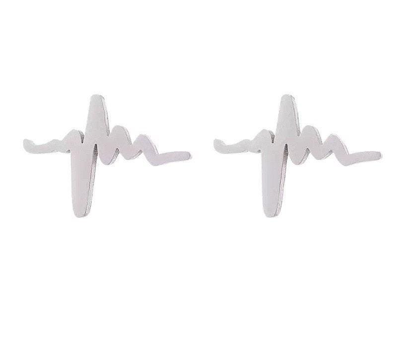 EKG Stud Earrings, Heartbeat Earrings, Blended Family, Biology Jewelry, Medical Student Gift, Science Jewelry, Nurse Gift, Stocking Stuffer