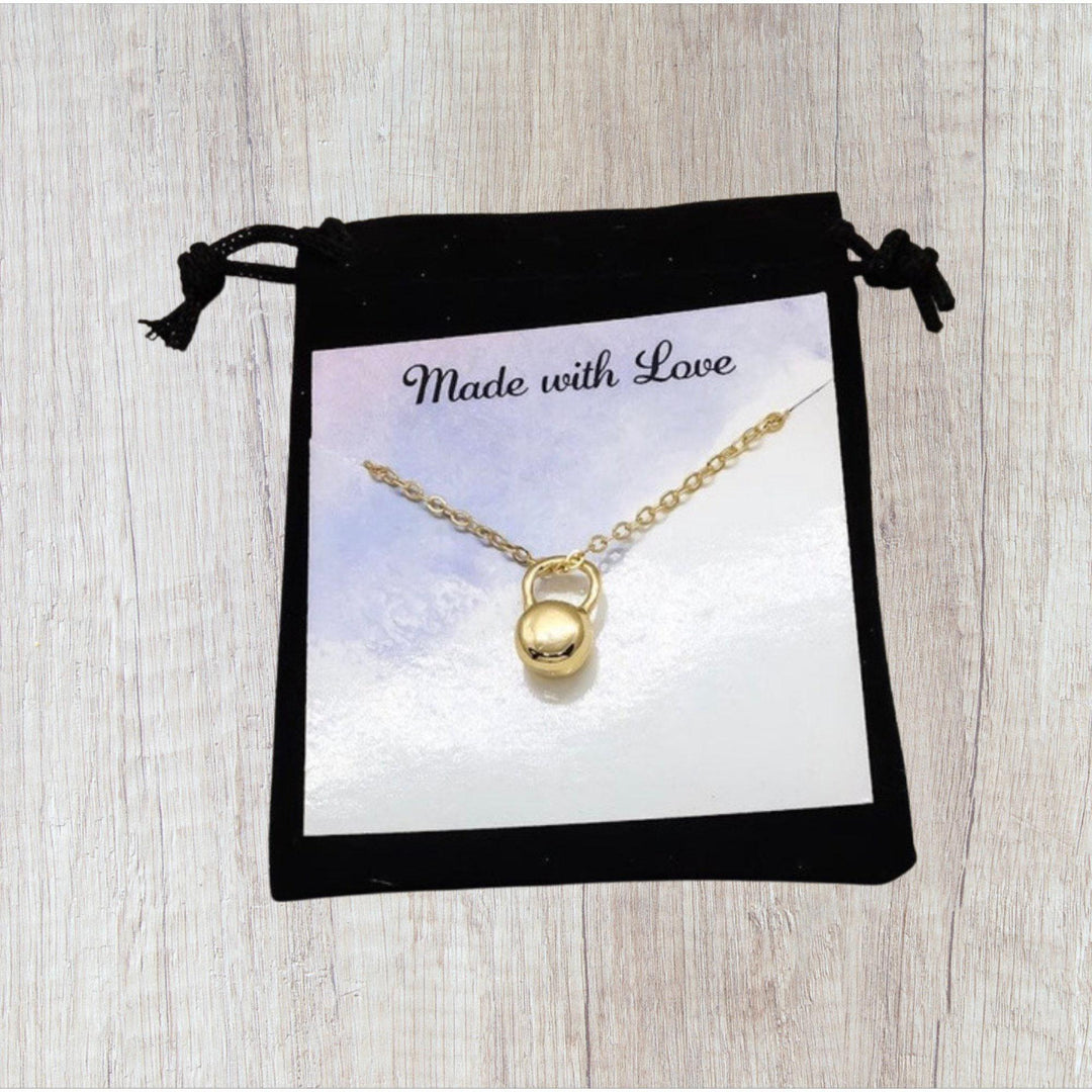 Collier mini kettlebell, collier fitness argenté, bijoux de gym, pendentif kettlebell doré, coach sportif, force, pour femme