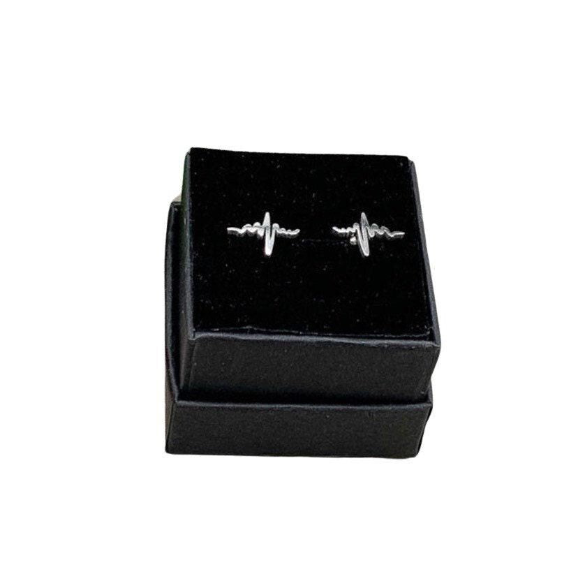 EKG Stud Earrings, Heartbeat Earrings, Blended Family, Biology Jewelry, Medical Student Gift, Science Jewelry, Nurse Gift, Stocking Stuffer