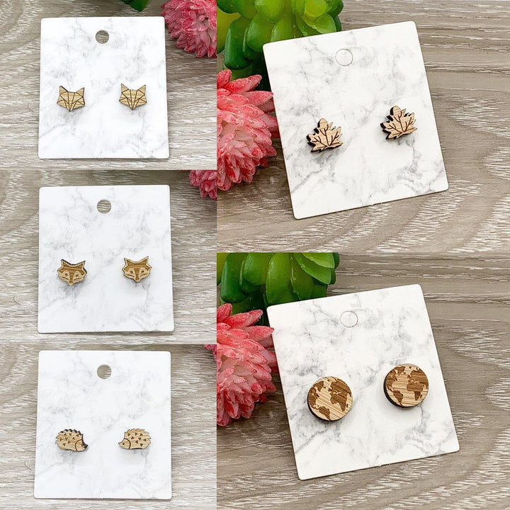 Maple Leaf Earrings, Wooden Stud Earrings, Leafy Jewelry, Canadian Earrings, Natural Wood Earrings, Canada Day Studs, Autumn Jewelry for Her