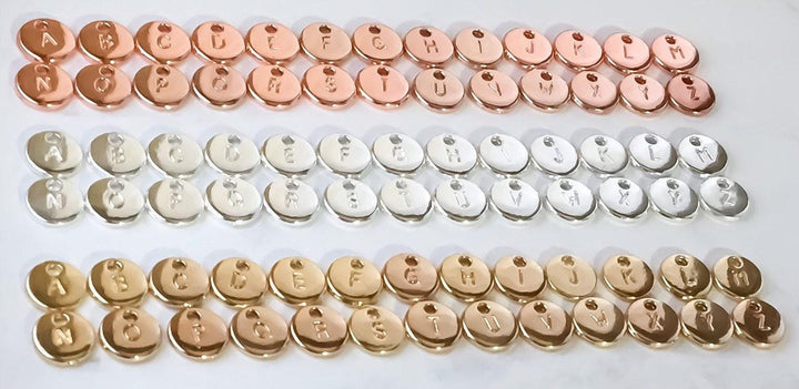 Add Tiny Initial Charm, Rose Gold, Silver & Gold Initial, Round Initial Charm, Disc Shaped Initial, Personalized Jewelry