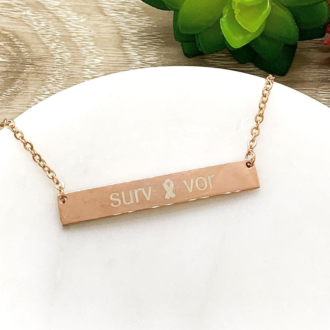 Collier de survivante du cancer, Ruban de sensibilisation, Bijou de soutien, Collier en acier inoxydable, Cadeau pour une amie, Cadeau pour une survivante du cancer du sein