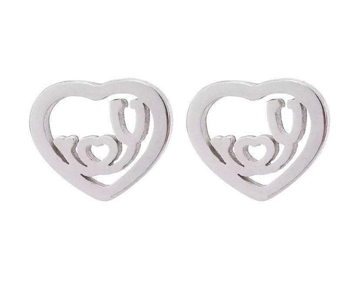 Stethoscope Earrings, Medical Stud Earrings, Stethoscope Heart-Shaped Studs, Medical Student Gift, Nursing Student, Nurse Graduation Gift