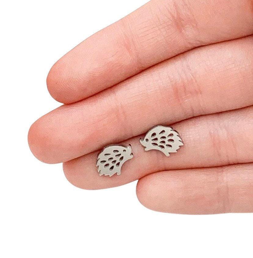 Boucles d'oreilles hérisson en or rose, bijoux animaliers, boucles d'oreilles porc-épic mignonnes, cadeau pour les amoureux des animaux, bijoux délicats sur le thème de la forêt, cadeau d'anniversaire pour elle