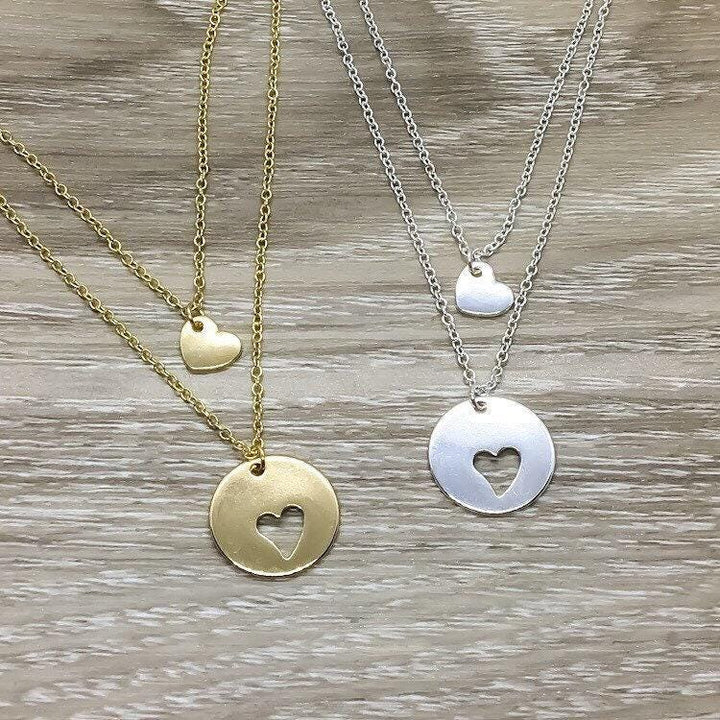 Ensemble de colliers mère-fille pour 2, colliers en forme de cœur, collier d'amitié, bijoux pour la fête des mères, cadeau de la fille, maman et moi