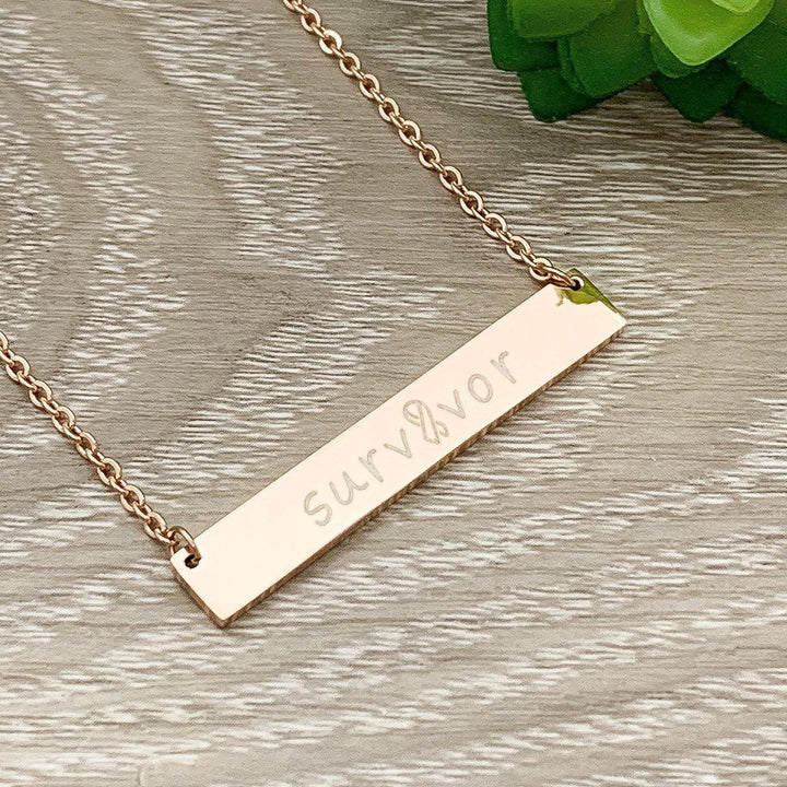 Collier de survivante du cancer, Ruban de sensibilisation, Bijou de soutien, Collier en acier inoxydable, Cadeau pour une amie, Cadeau pour une survivante du cancer du sein