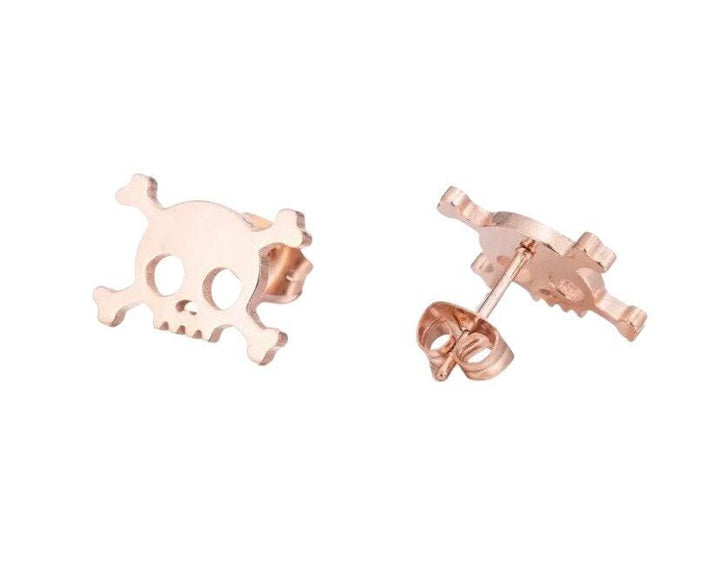Skull Earrings, Skull and Bones Stud Earrings, Badass Jewelry, Spooky Earrings, Anatomy Earrings, Skeleton Studs, Halloween Jewelry for Her