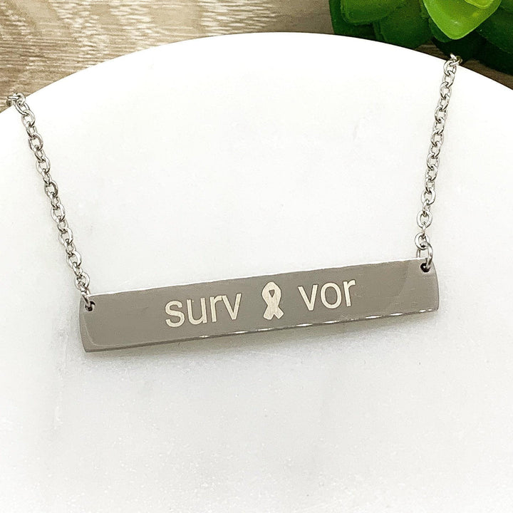 Collier de survivante du cancer, Ruban de sensibilisation, Bijou de soutien, Collier en acier inoxydable, Cadeau pour une amie, Cadeau pour une survivante du cancer du sein