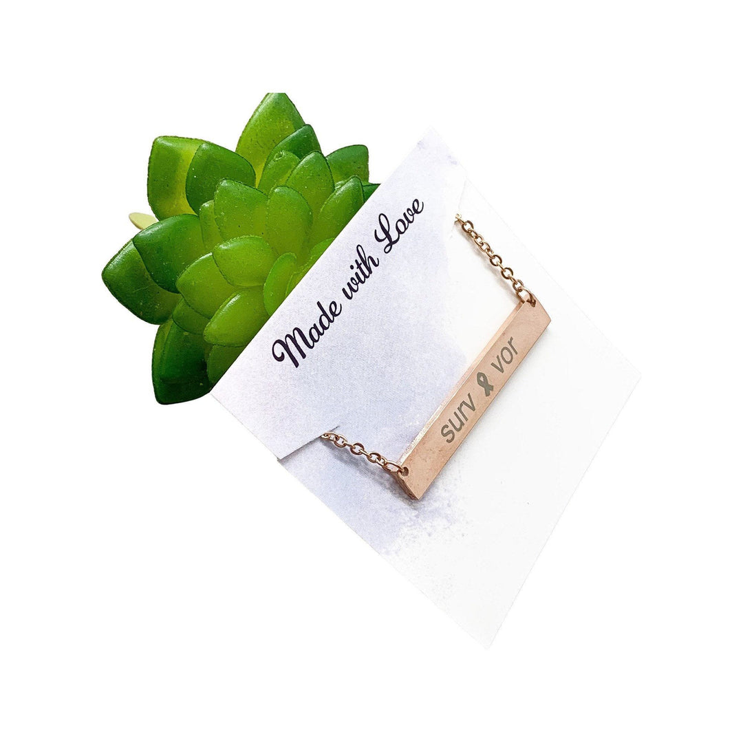 Collier de survivante du cancer, Ruban de sensibilisation, Bijou de soutien, Collier en acier inoxydable, Cadeau pour une amie, Cadeau pour une survivante du cancer du sein