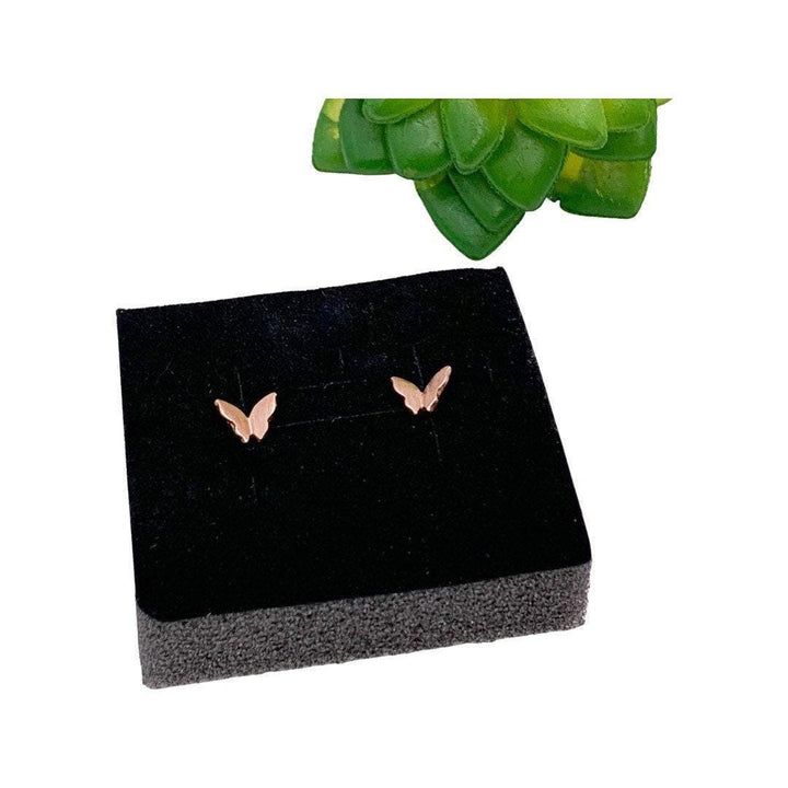 Boucles d'oreilles papillon miniatures, puces d'oreilles papillon, or rose, argent, or, puces minimalistes, bijoux nature mignons, puces d'oreilles pour petites filles