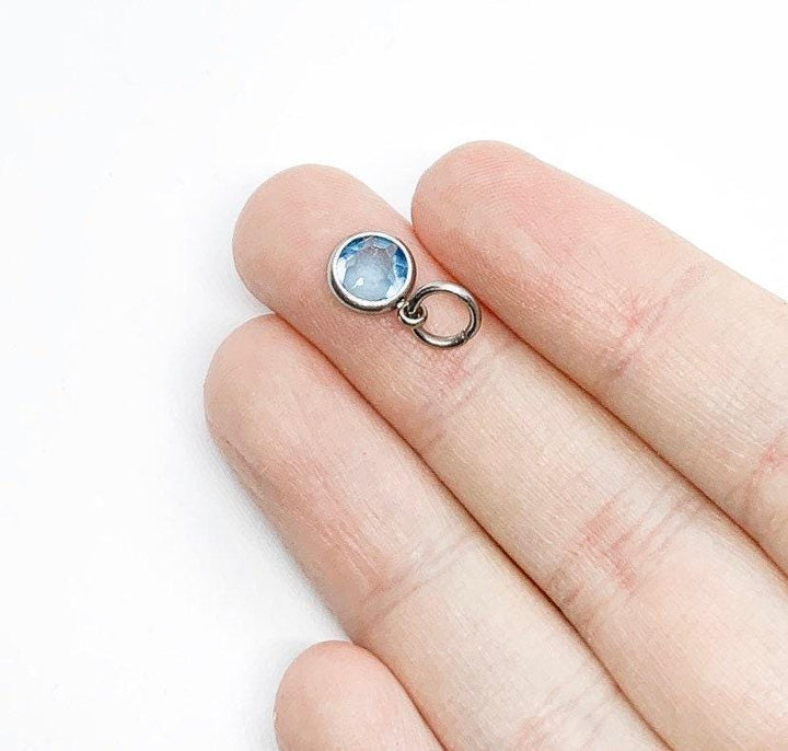Breloque pierre de naissance, breloque en argent sterling, perle de pierre de naissance de 7 mm, perles de verre en cristal avec pierre de naissance, choix de la pierre de naissance, cadeaux personnalisés