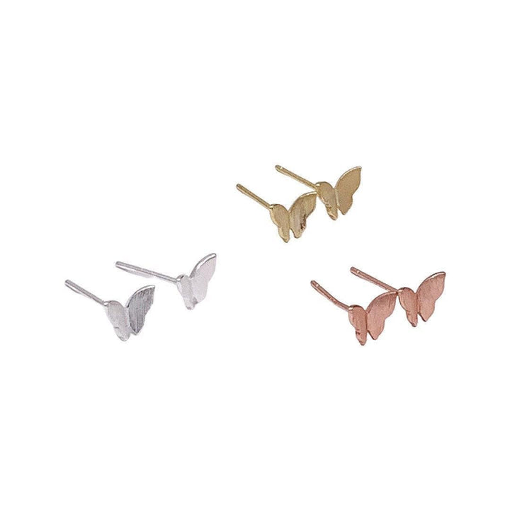 Boucles d'oreilles papillon miniatures, puces d'oreilles papillon, or rose, argent, or, puces minimalistes, bijoux nature mignons, puces d'oreilles pour petites filles