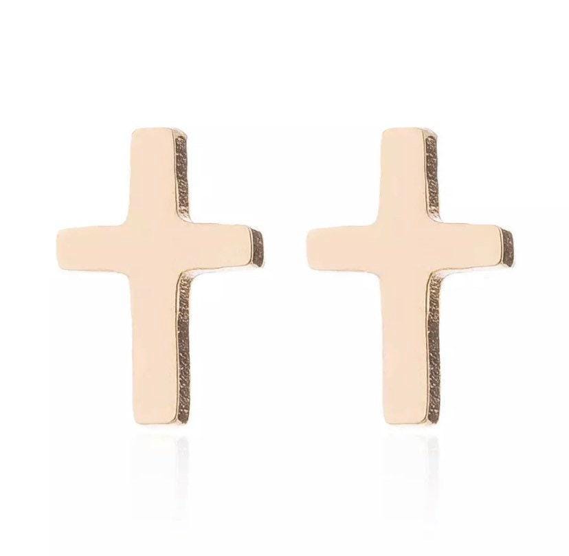 Boucles d'oreilles croix, boucles d'oreilles chrétiennes, bijoux religieux, puces d'oreilles délicates, boucles d'oreilles de première communion, cadeau pour filleule, cadeau de confirmation
