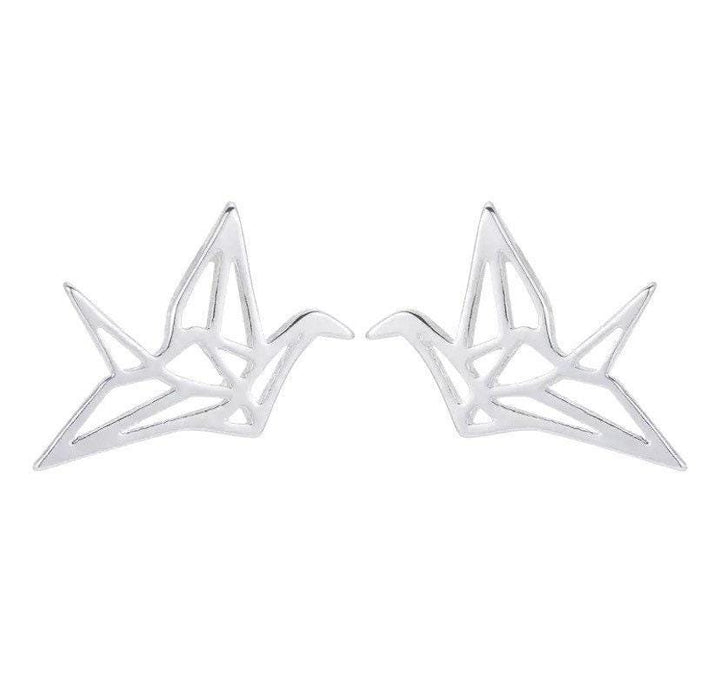 Origami Crane Stud Earrings, Wildlife Jewelry, Cute Bird Earrings, Animal Lover Gift, Love Bird Earrings, Paper Crane Post Earrings