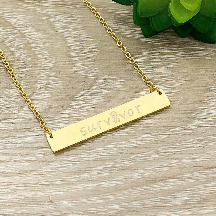 Collier de survivante du cancer, Ruban de sensibilisation, Bijou de soutien, Collier en acier inoxydable, Cadeau pour une amie, Cadeau pour une survivante du cancer du sein