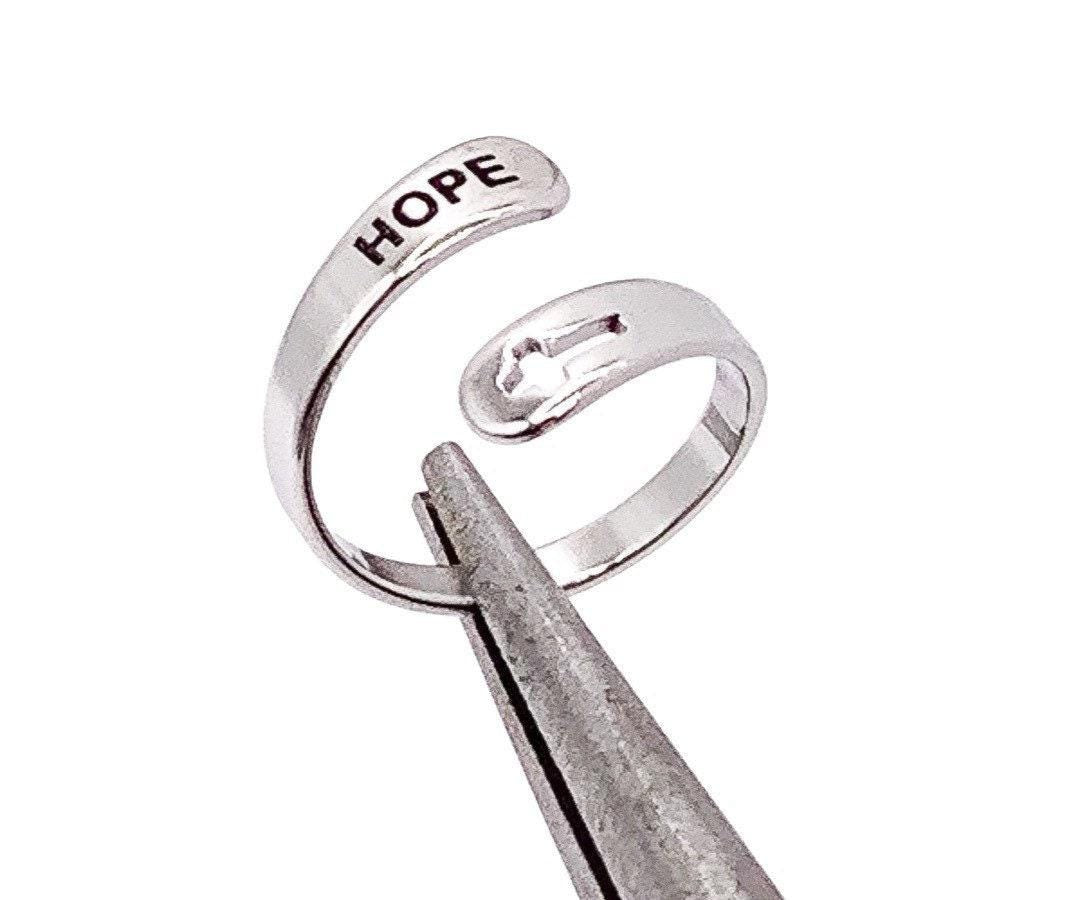 Bague d'espoir, Bague de promesse en argent, Bijou porteur d'espoir, Bague chrétienne, Cadeau de force, Bijou inspirant, Bague affirmée, Cadeau de confirmation