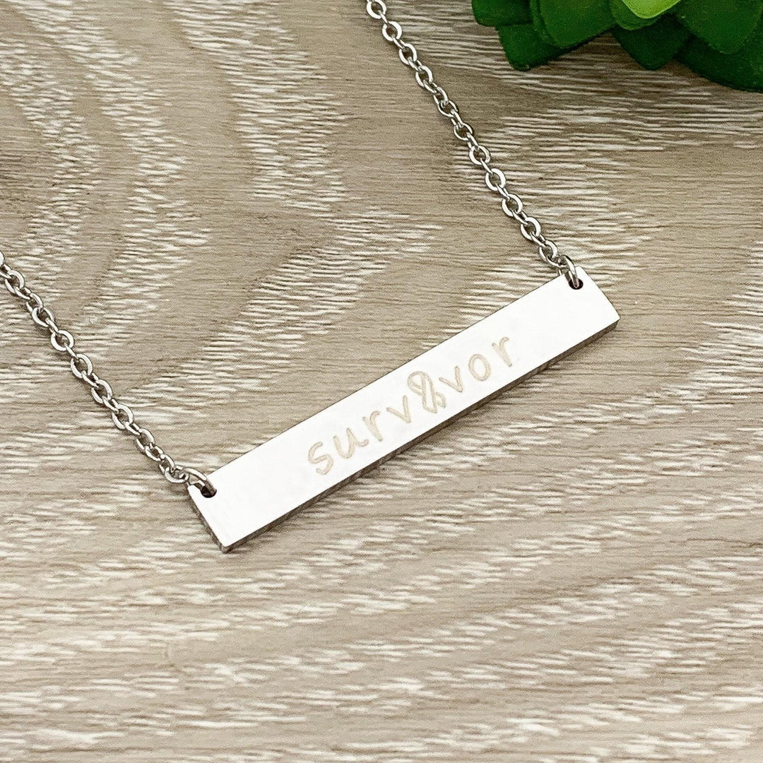 Collier de survivante du cancer, Ruban de sensibilisation, Bijou de soutien, Collier en acier inoxydable, Cadeau pour une amie, Cadeau pour une survivante du cancer du sein