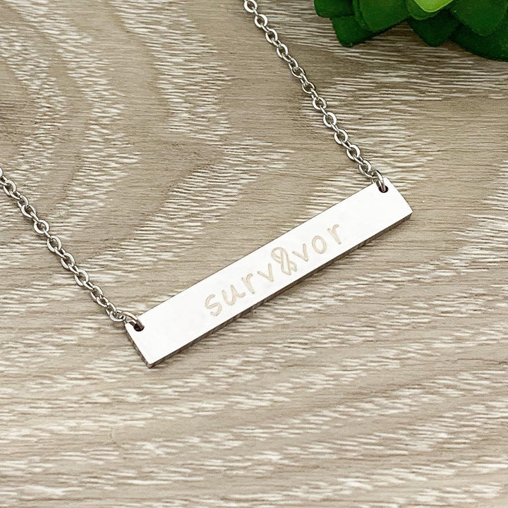 Collier de survivante du cancer, Ruban de sensibilisation, Bijou de soutien, Collier en acier inoxydable, Cadeau pour une amie, Cadeau pour une survivante du cancer du sein
