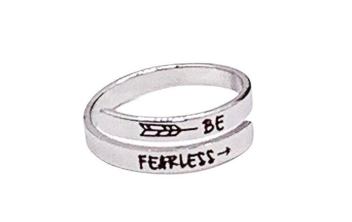 Be Fearless Ring, Inspirational Wrap Ring, Strength Keepsake Gift, Uplifting Jewelry, Laser Engraved Mini Ring, Statement Ring, Friend Gift