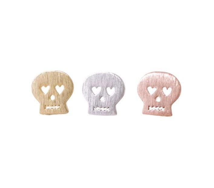 Boucles d'oreilles tête de mort, Puces d'oreilles tête de mort, Boucles d'oreilles pour ados, Boucles d'oreilles anatomie, Bijoux originaux, Bijoux scientifiques, Puces squelette, Bijoux d'Halloween