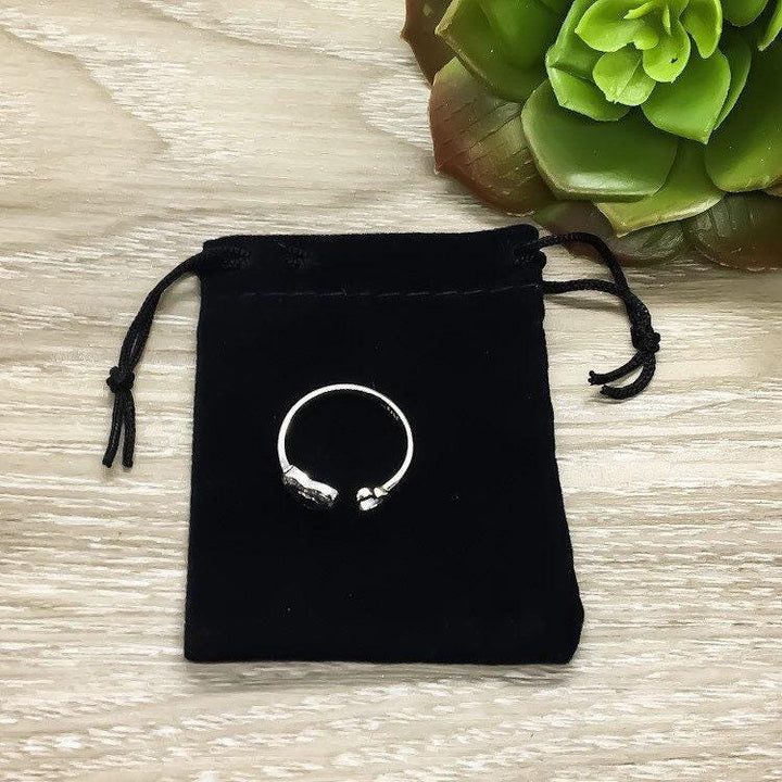 Bague cœur en argent sterling 925, bijou cœur délicat, bague double cœur, bague ajustable pour femme, bague d'anniversaire pour épouse