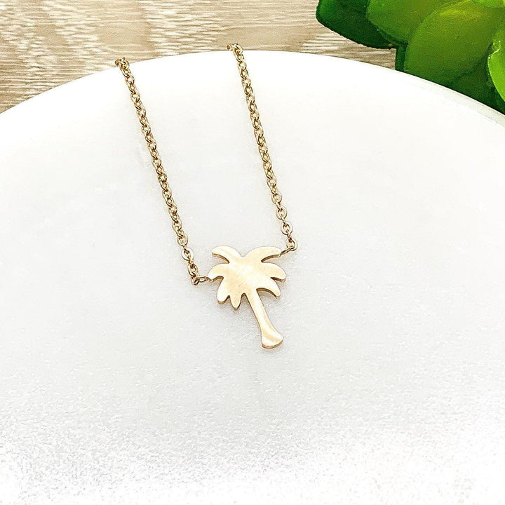 Tiny Palm Tree Necklace, Tropical Necklace, Ocean Lover Gift, Beach Jewelry, Palm Tree Jewelry, Coastal Necklace, Seascape Necklace