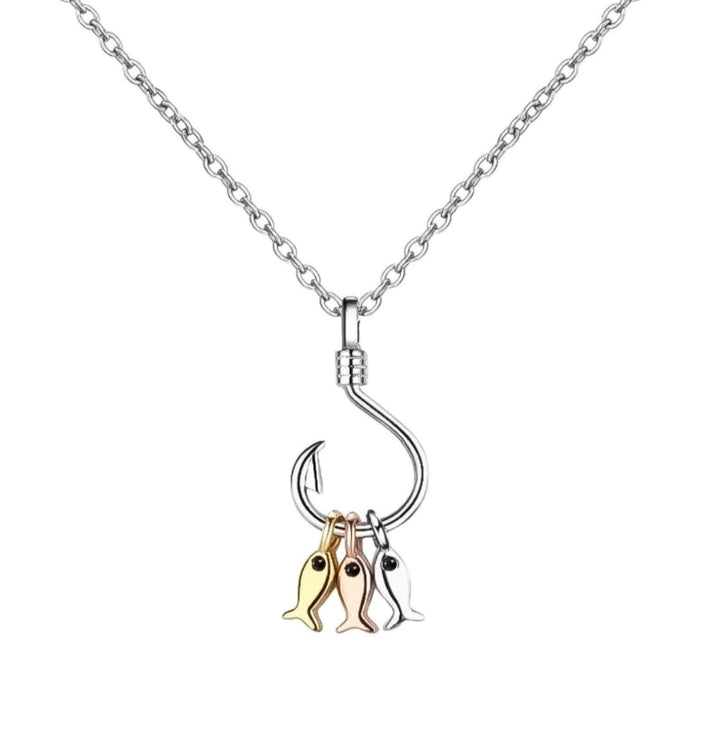 Fish Hook Necklace, Sterling Silver Pendant, Fishing Necklace, Dainty Jewelry, Nautical Necklace, Romantic Gift, Gift for Mother