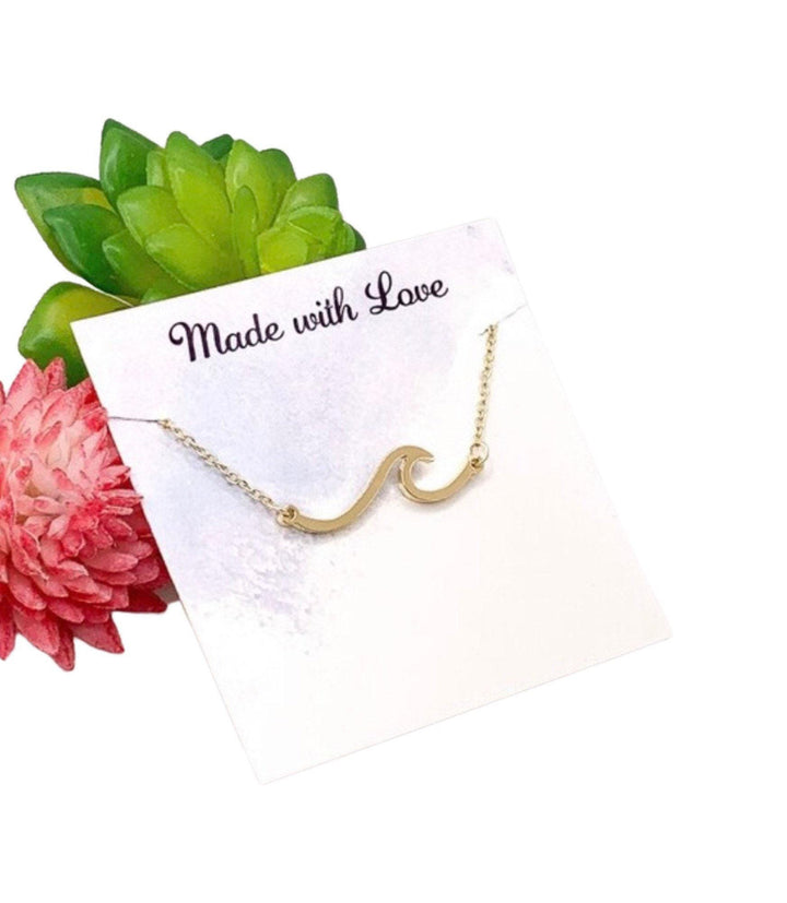 Collier vague simple, pendentif vague en or rose, collier effet vague, bijou minimaliste pour femme, collier surfeuse, bijou de plage, collier bohème