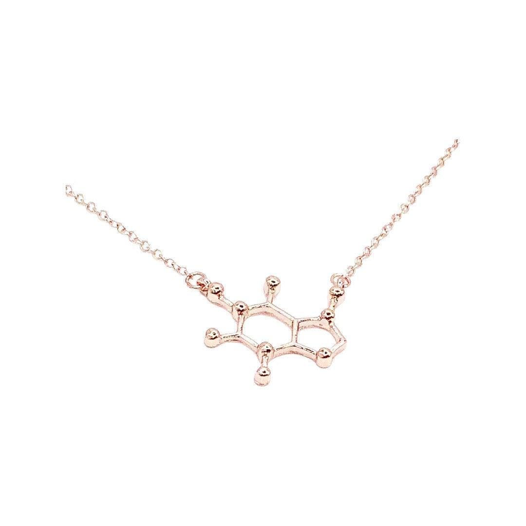Caffeine Necklace Rose Gold, Molecular Jewelry, Coffee Lover Gift, Mom Friend Gift, Motherhood Jewelry, Layering Necklace, Sister Christmas